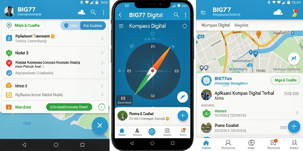 Tampilan antarmuka BIG77 menampilkan fungsi Kompas Digital yang mudah digunakan.
