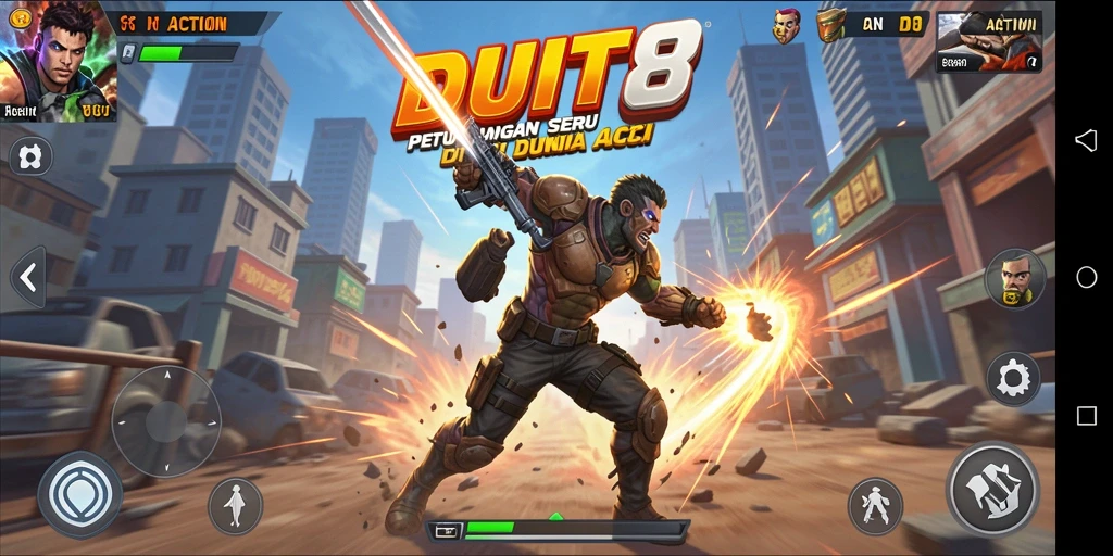 Screenshot antarmuka game Action yang menampilkan aksi seru dalam DUIT8.