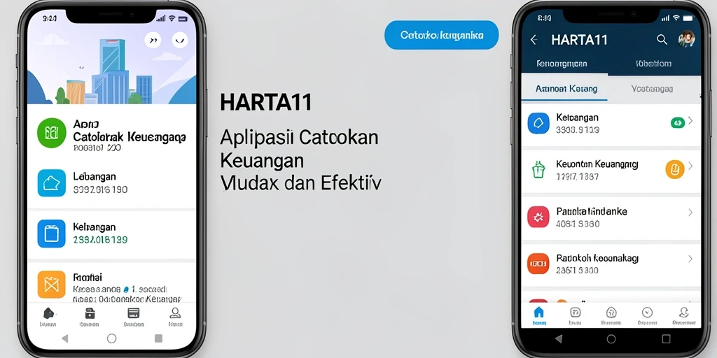 Antarmuka HARTA11 yang ramah pengguna dan fungsionalitas Catatan Keuangan.