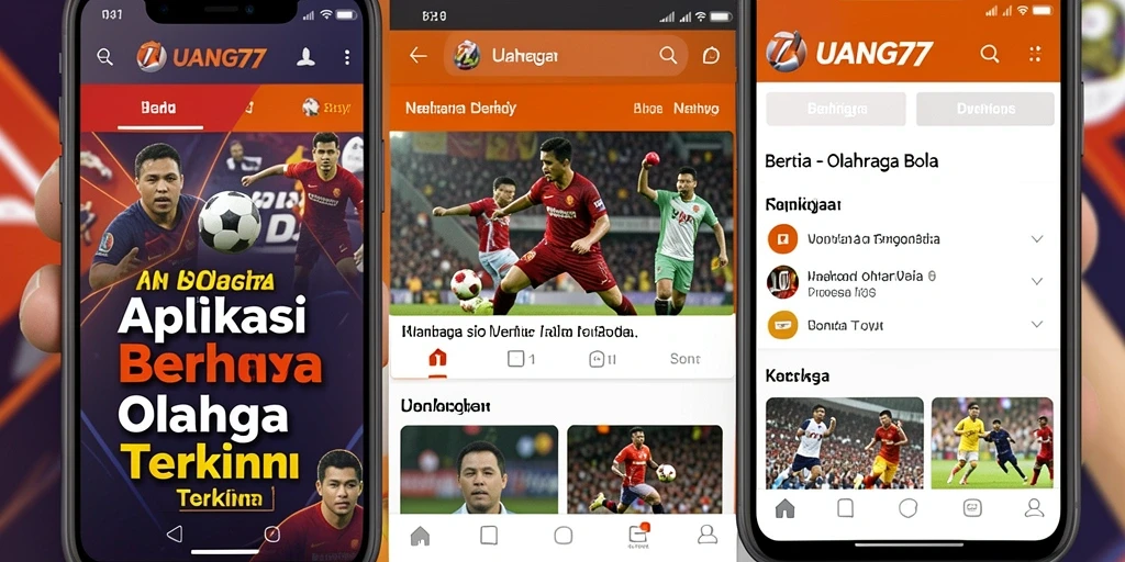 Antarmuka aplikasi UANG77 menampilkan berita olahraga bola terbaru.