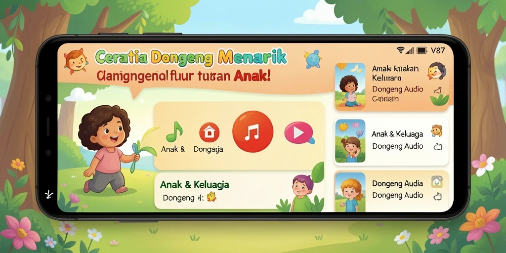 Screenshot aplikasi V87 menampilkan antarmuka pengguna yang sederhana dan menarik.